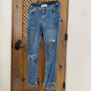 Free people fringed hem jeans 27